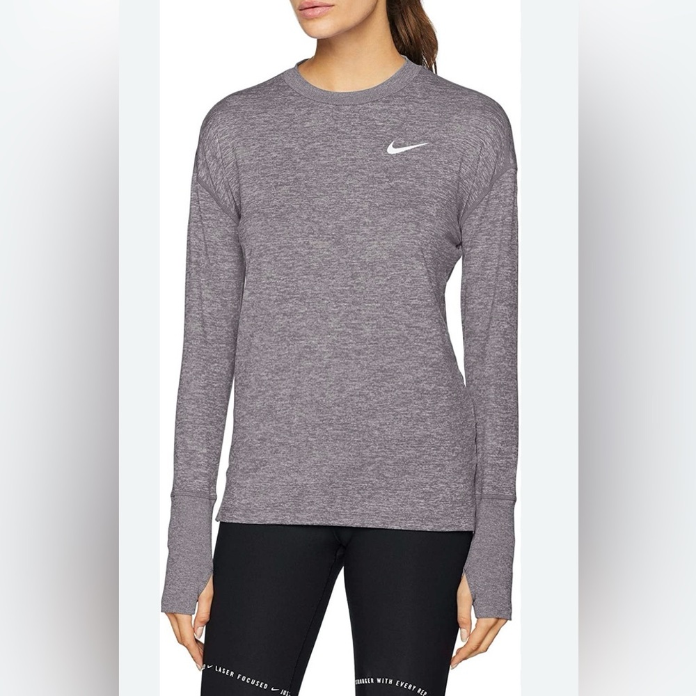 Nike Women's Element Dri-FIT Crew Running Top Size M Purple Heather Print